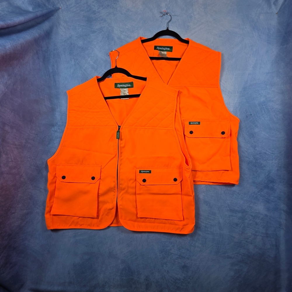 Remington Blaze Orange Hunting Vests Mens Large XL Quilted Full Zip bundle of 2